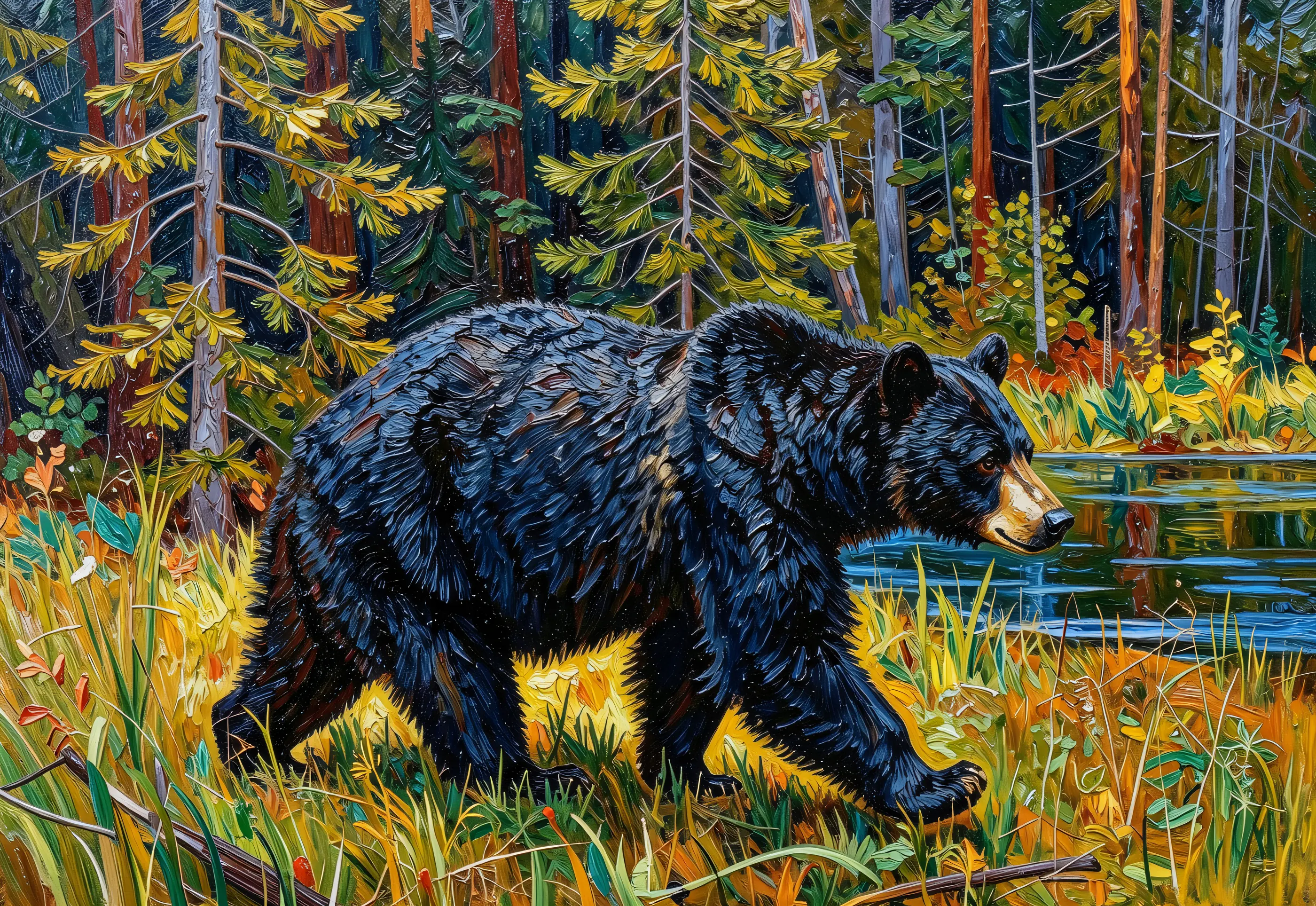 Black Bear at the Edge of the Woods, the full artwork