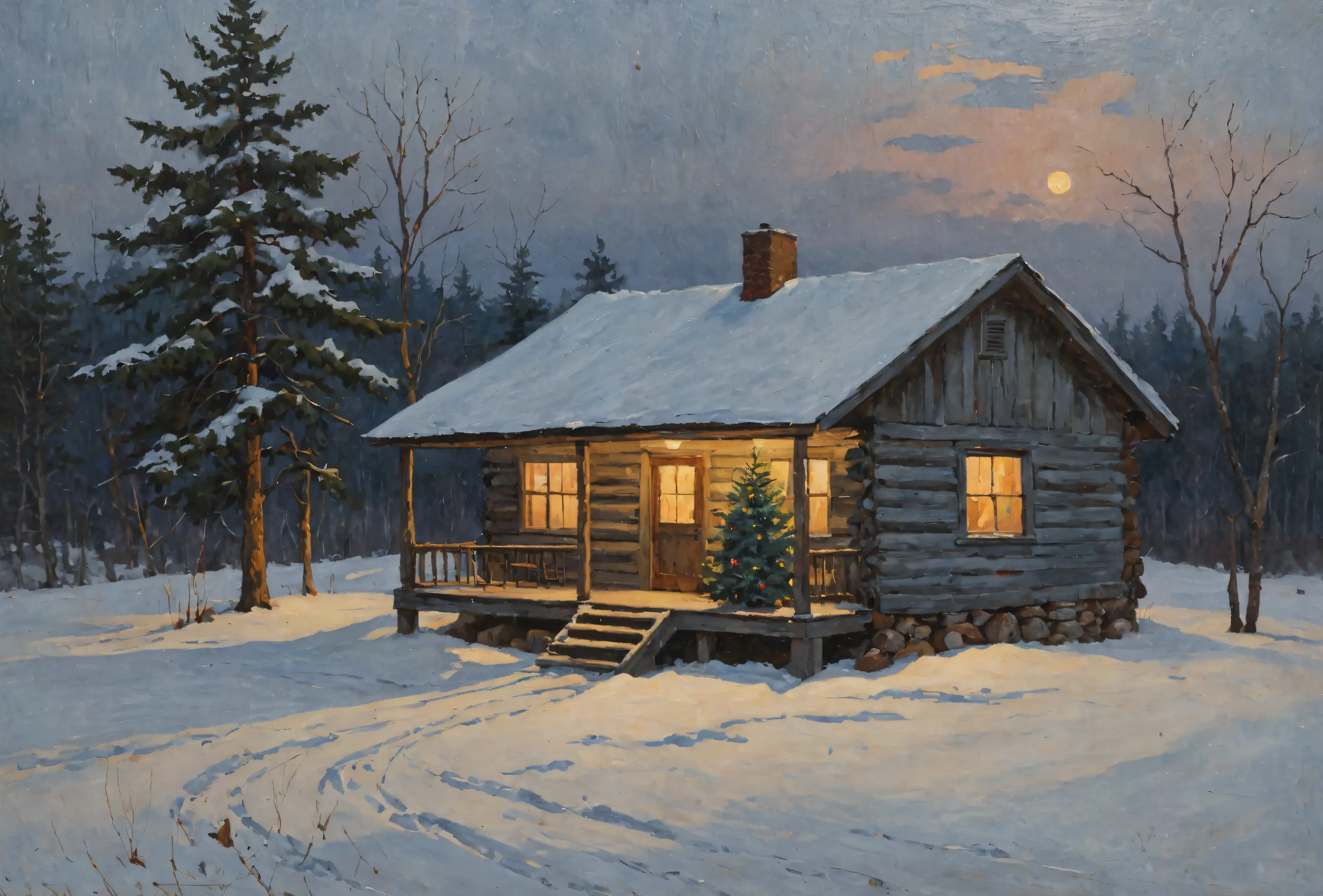 Christmas Tree on the Camp Porch, the full artwork
