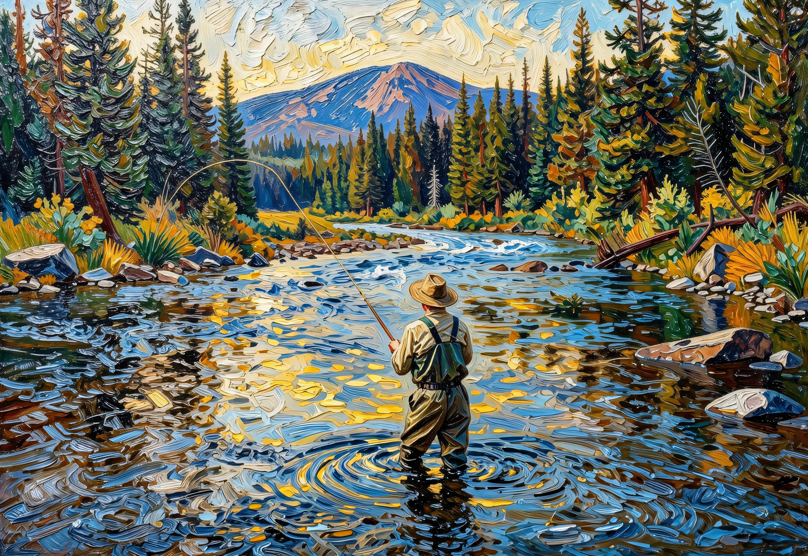 Fly Fishing at Dusk, the full artwork