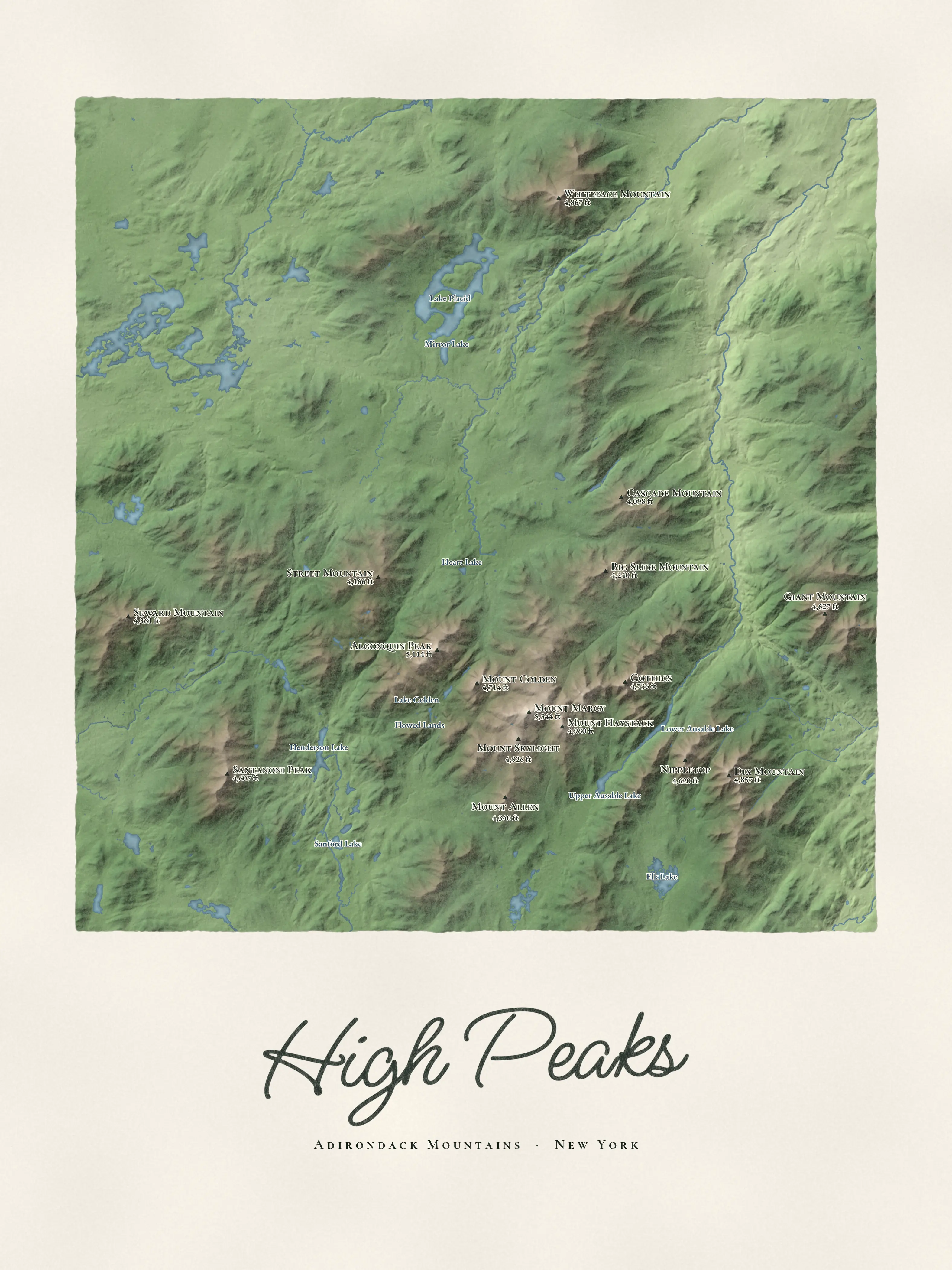 High Peaks Map, the full artwork