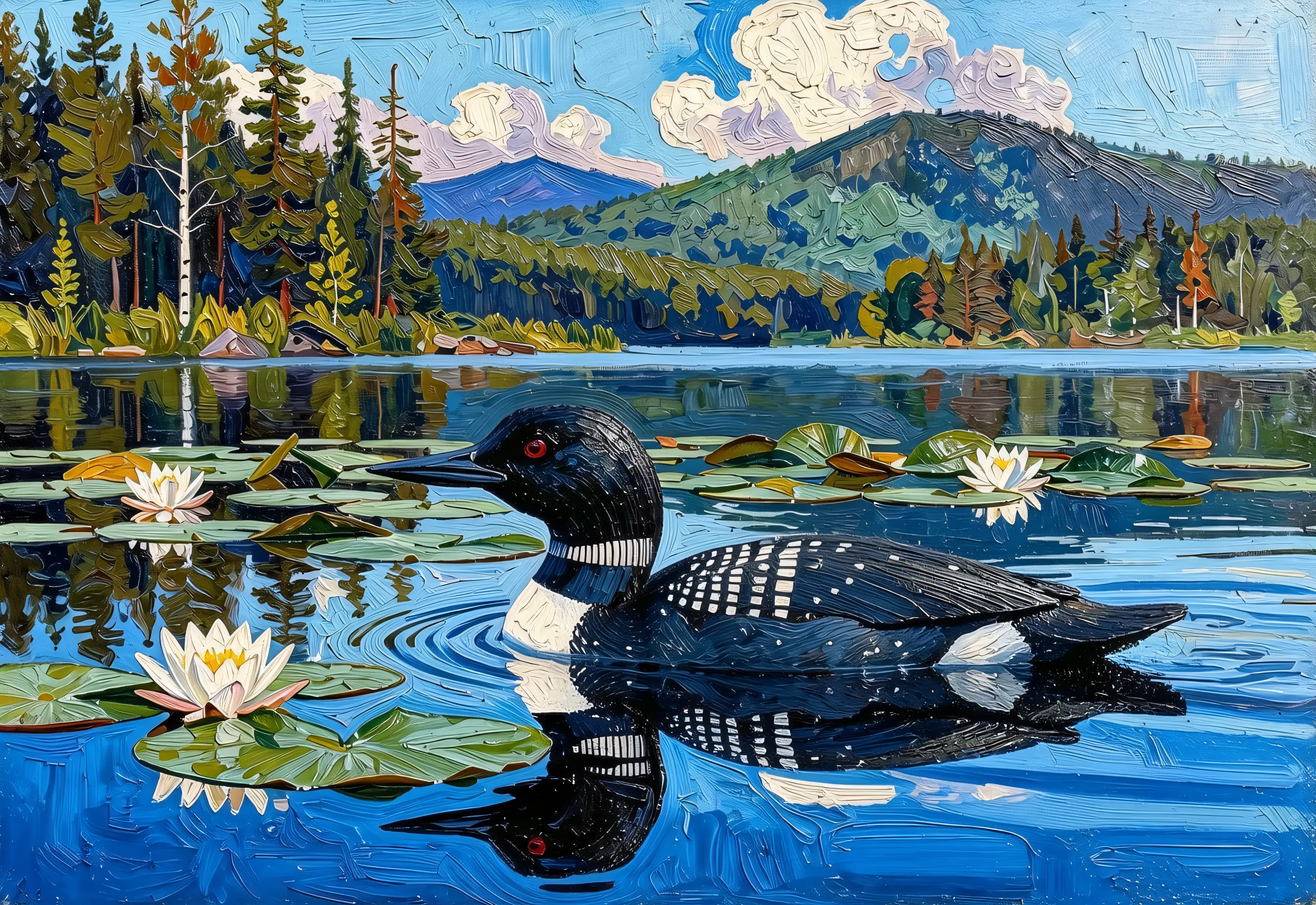 Loon in the Lily Pads, the full artwork