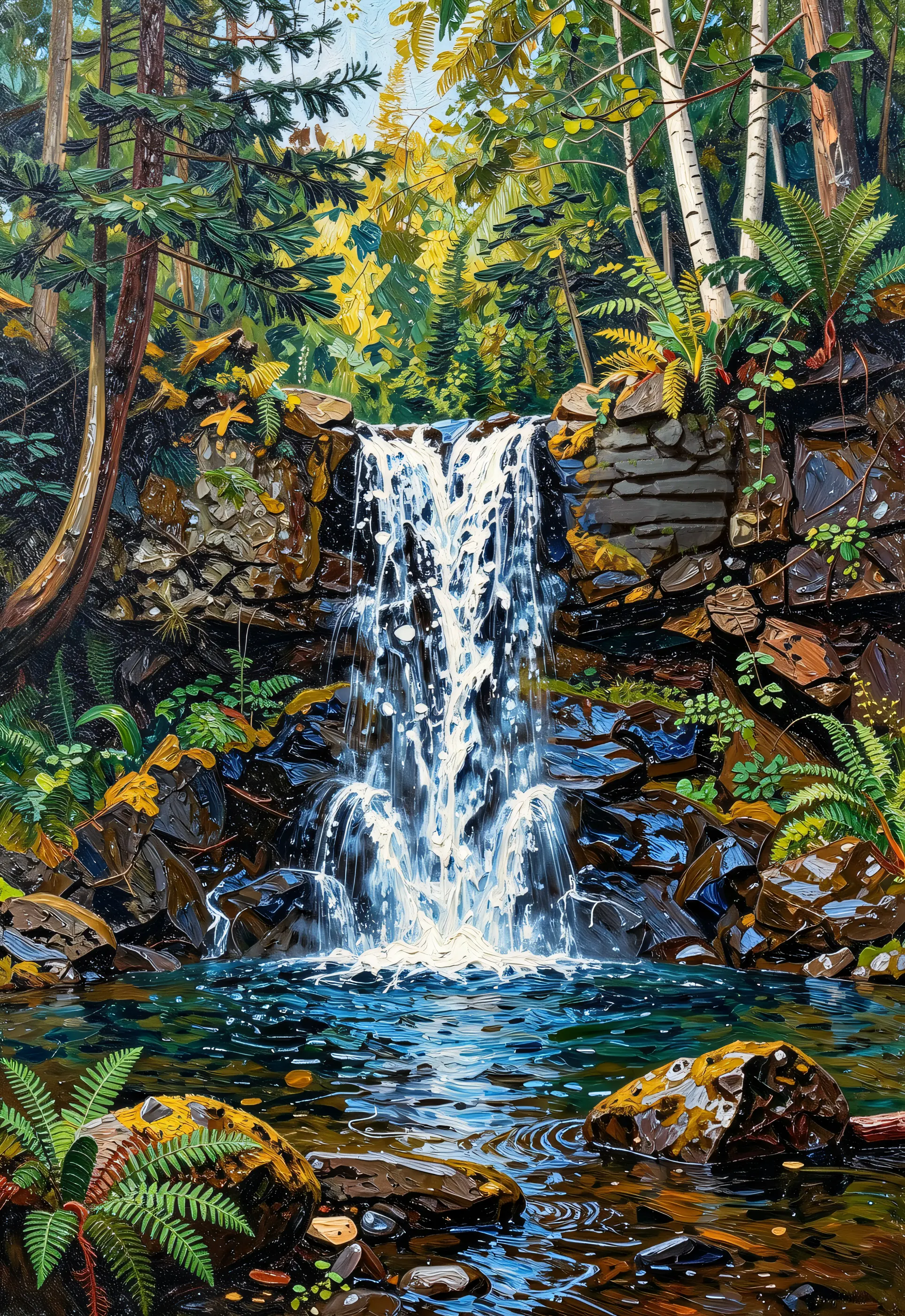 Waterfall in the Woods, the full artwork