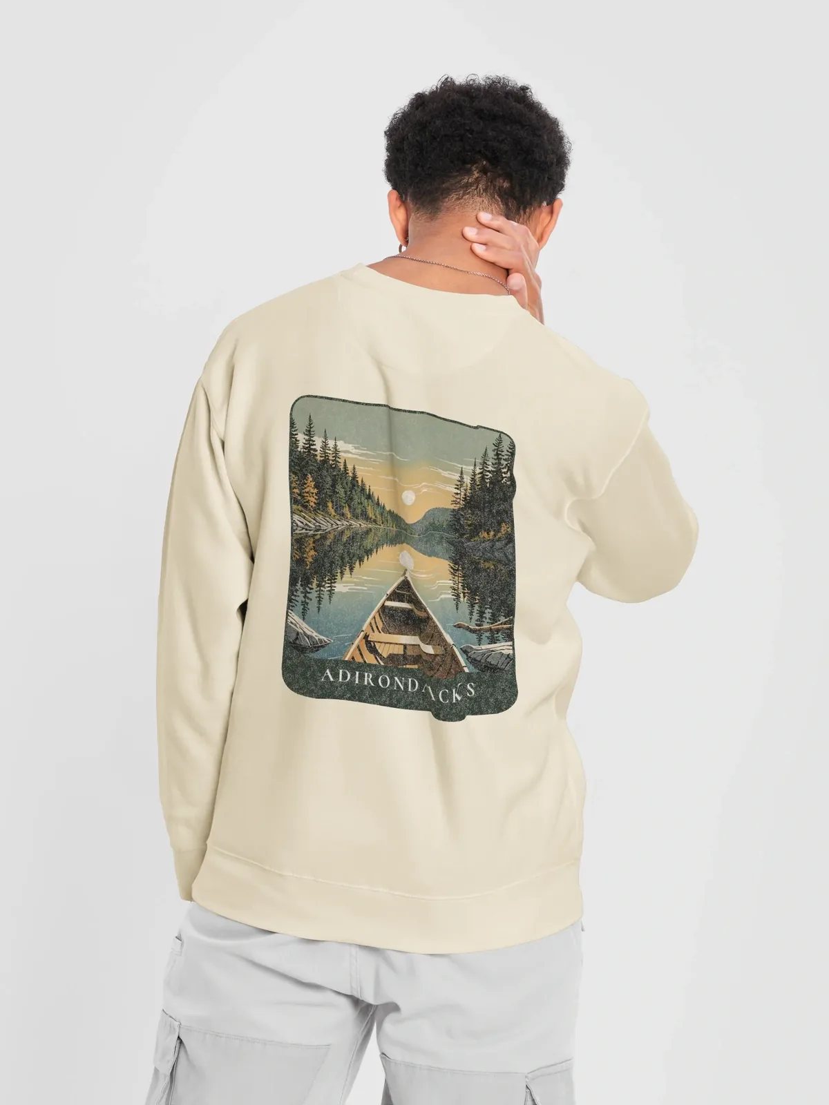 Canoe Sunset Crewneck in Bone.