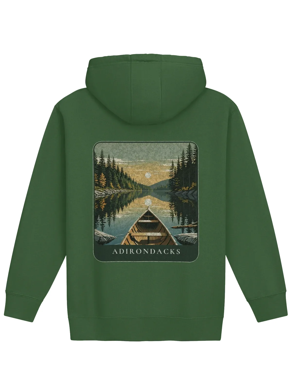 Canoe Sunset Hoodie in Forest Green.