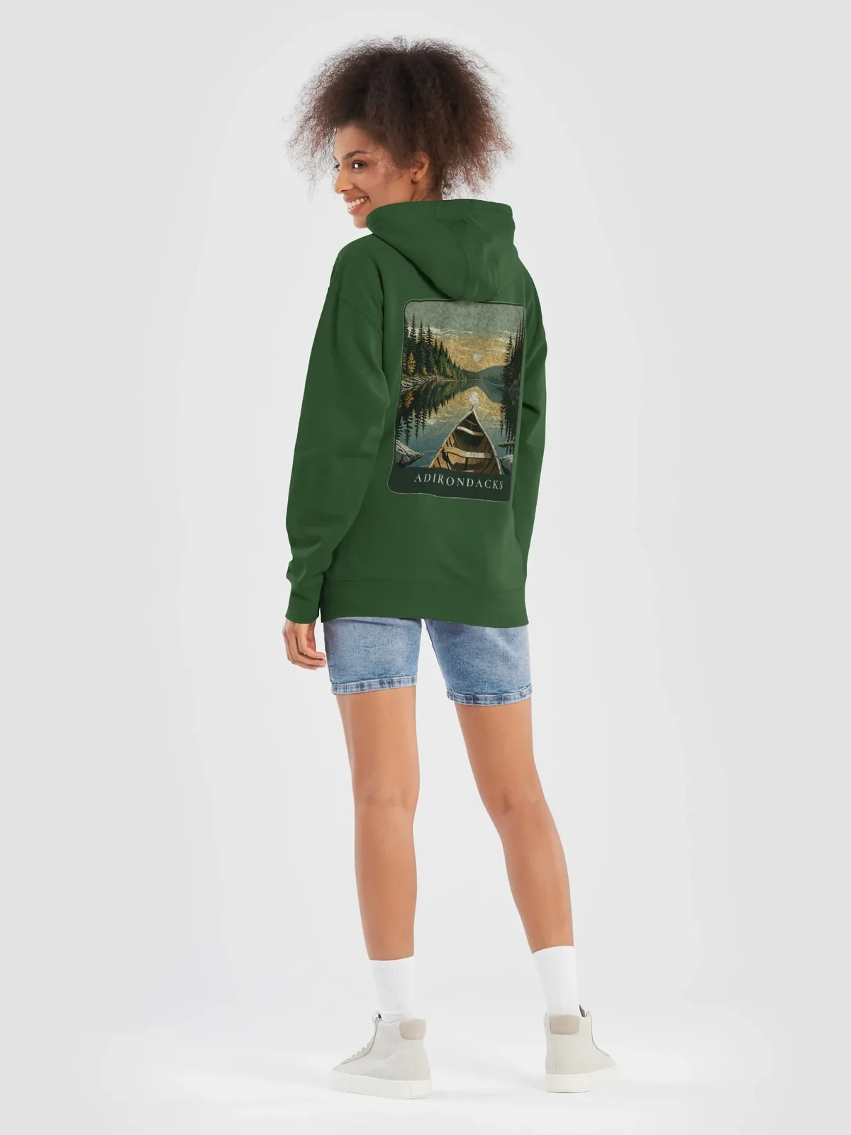Canoe Sunset Hoodie in Forest Green.