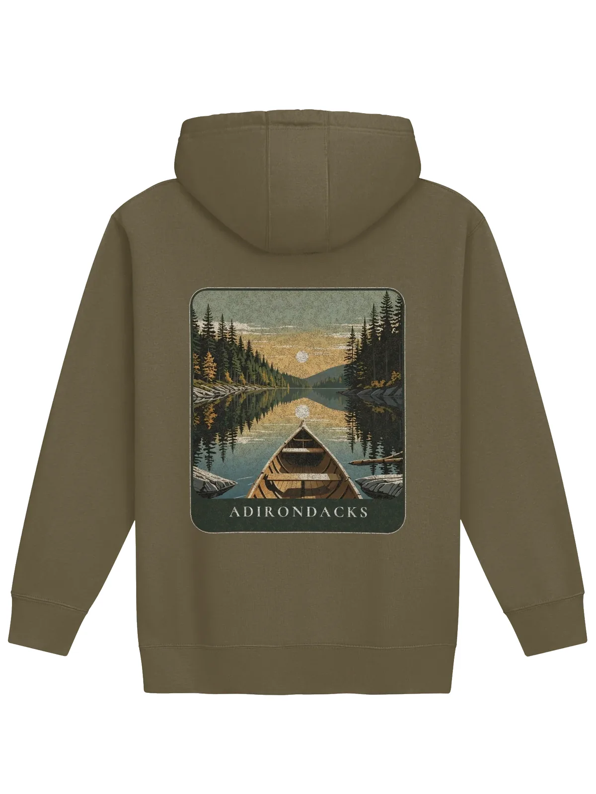 Canoe Sunset Hoodie in Military Green.