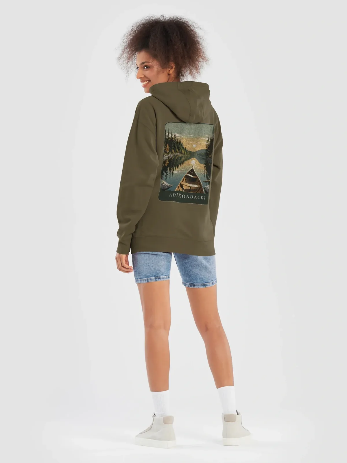 Canoe Sunset Hoodie in Military Green.
