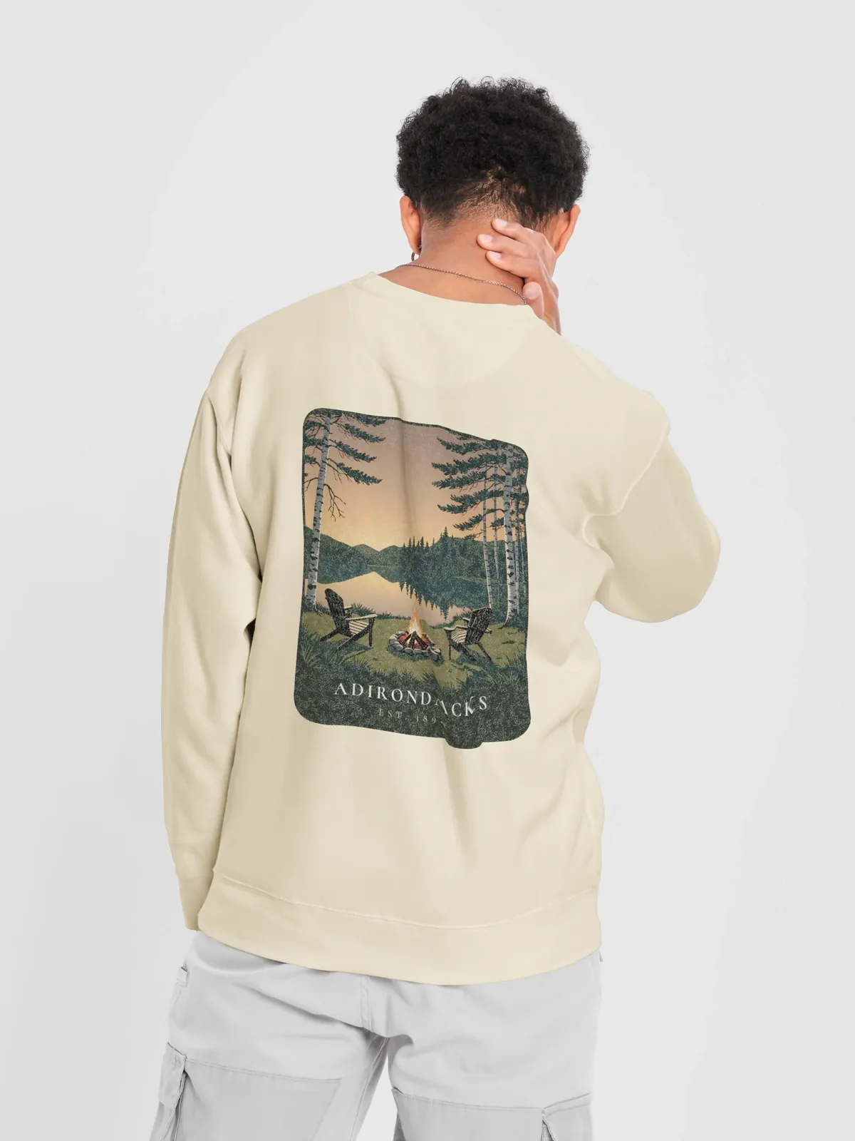 Lakeside Campfire Crewneck in Bone.