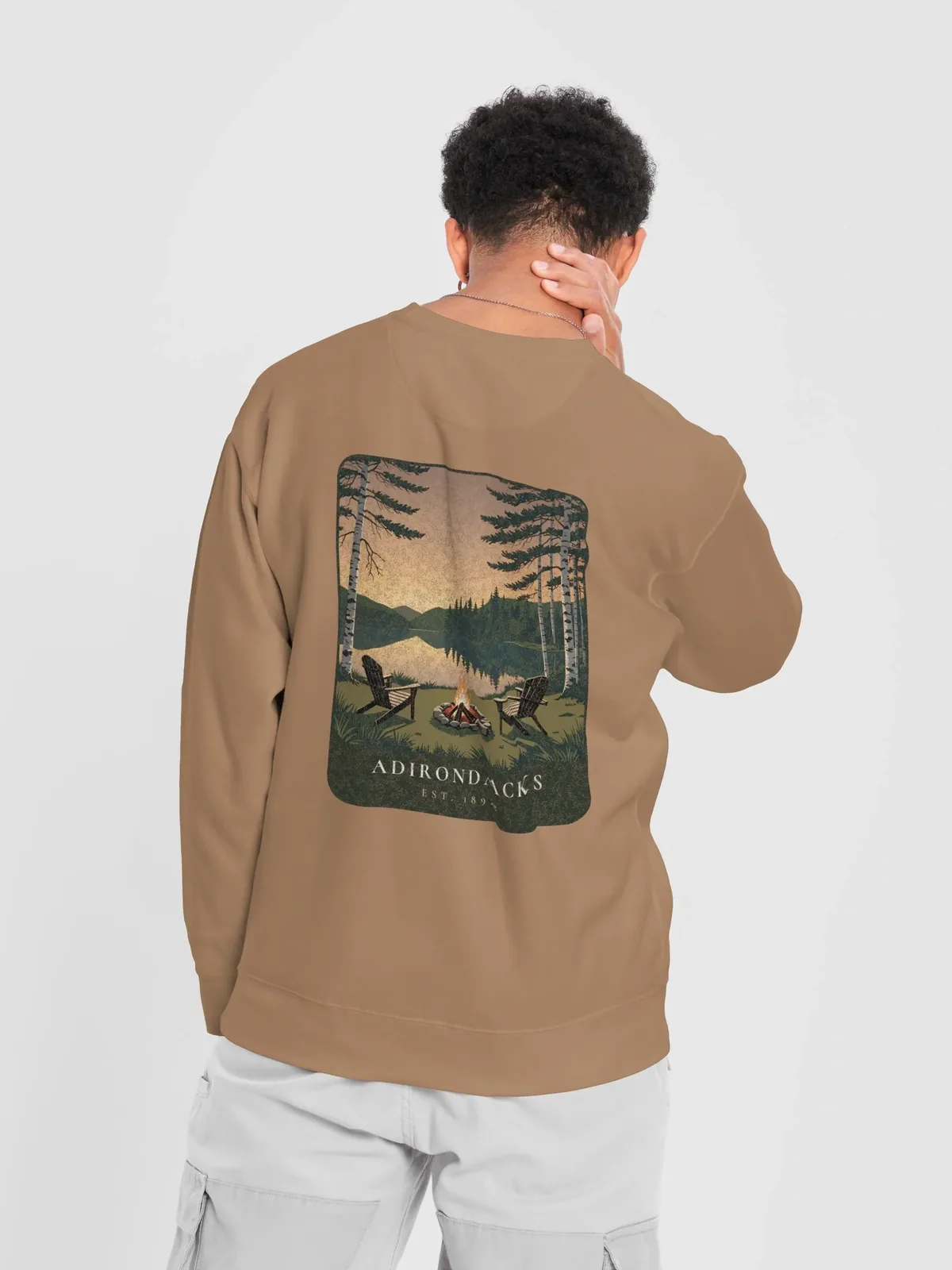 Lakeside Campfire Crewneck in Latte.