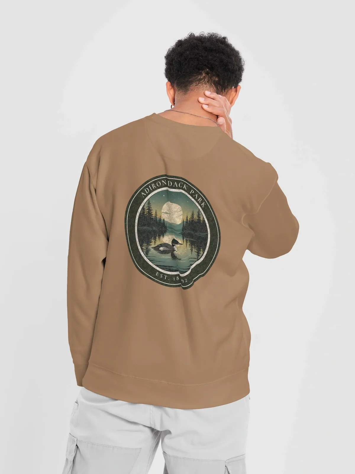 Loon at Night Crewneck in Latte.