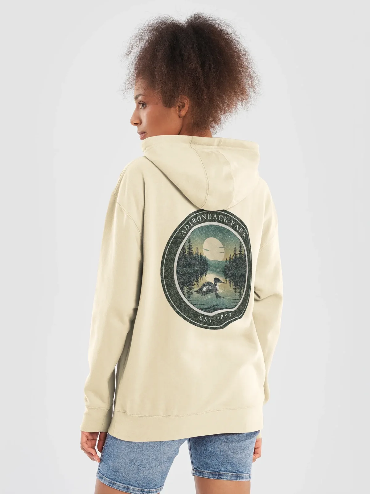 Loon at Night Hoodie in Bone.