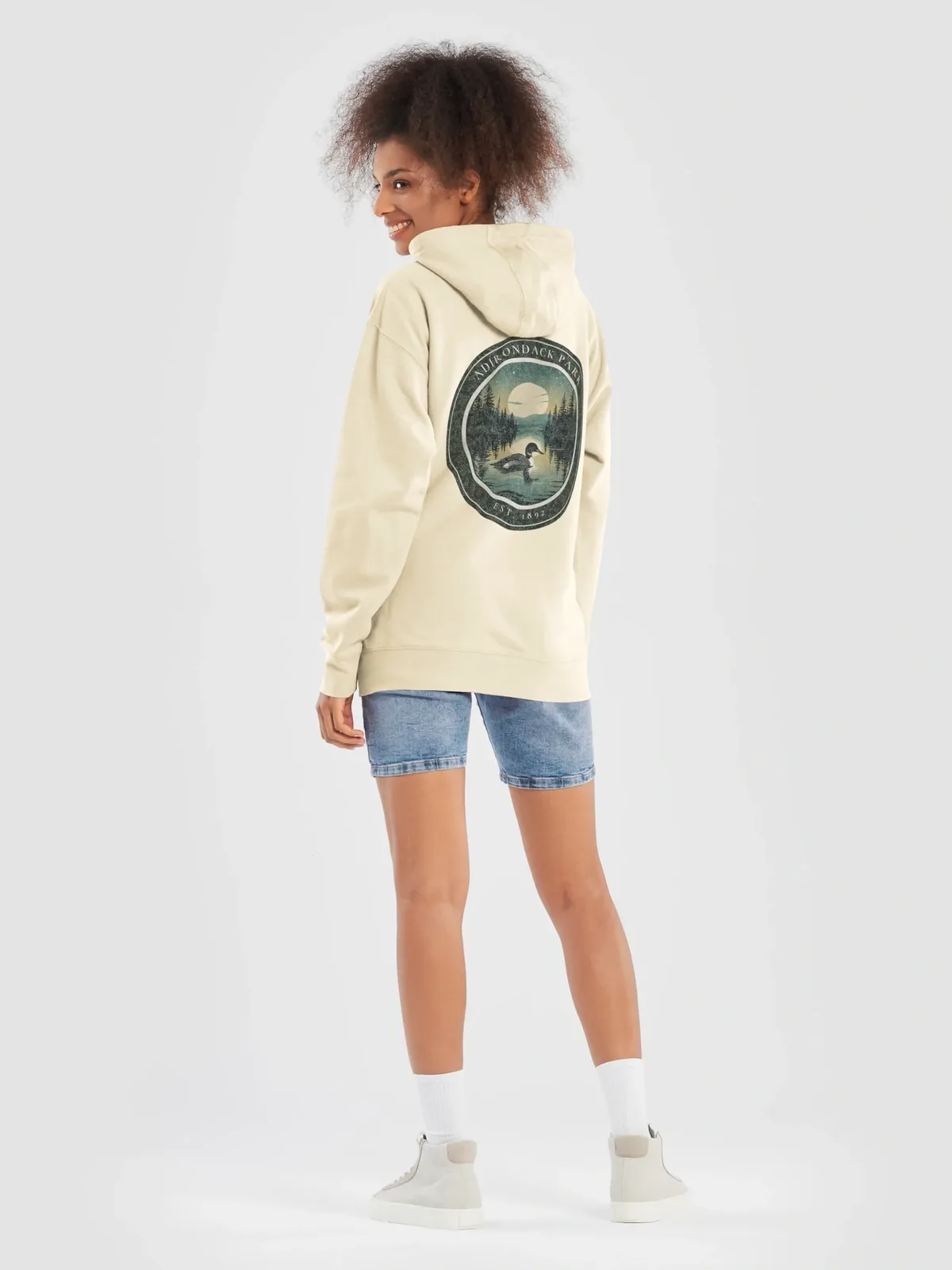 Loon at Night Hoodie in Bone.