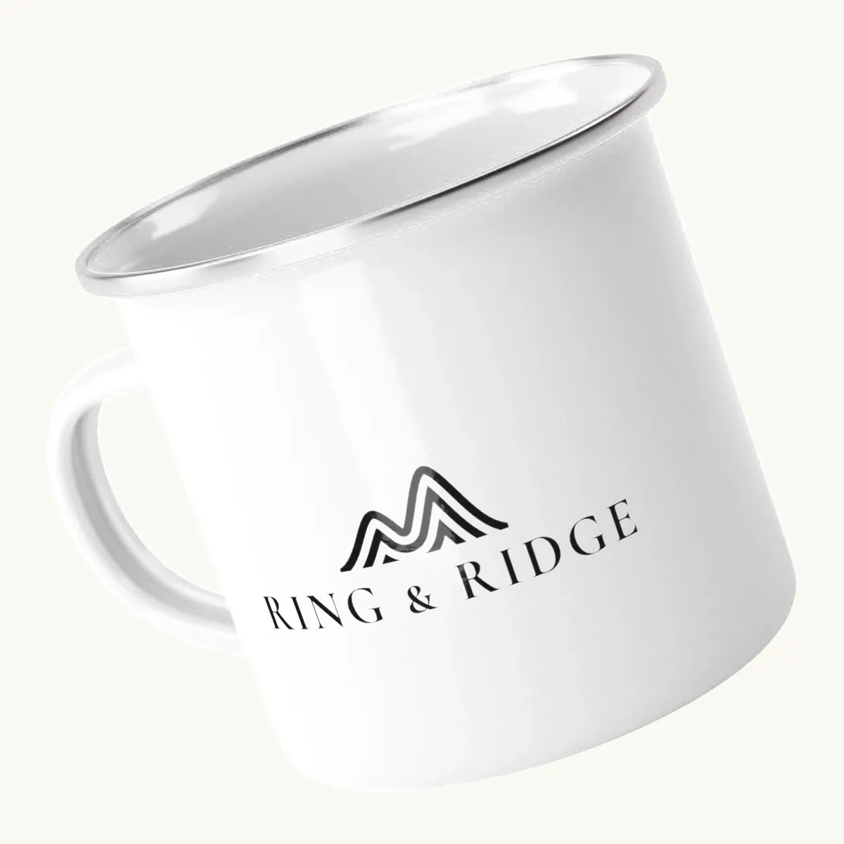 Ring & Ridge Enamel Camp Mug: the Ring & Ridge mountain logo.