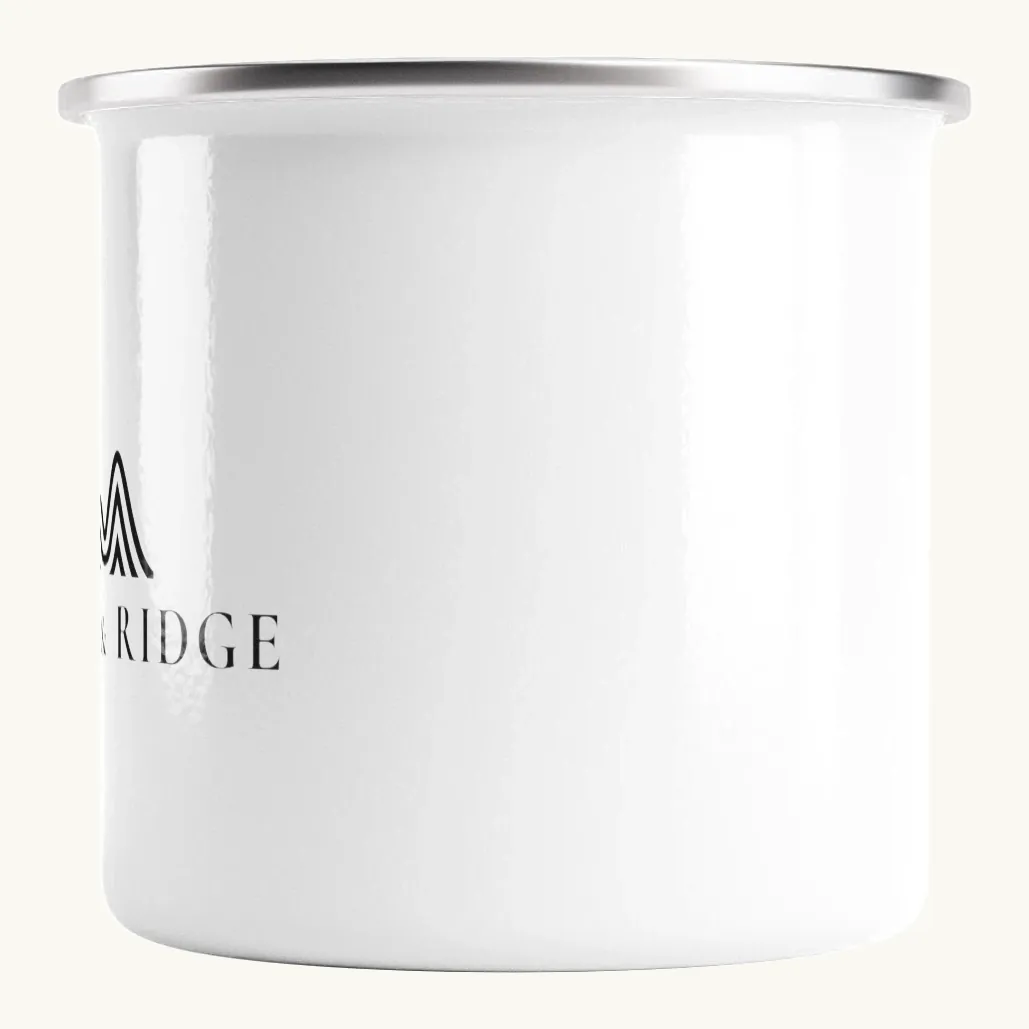 Ring & Ridge Enamel Camp Mug: the Ring & Ridge mountain logo.