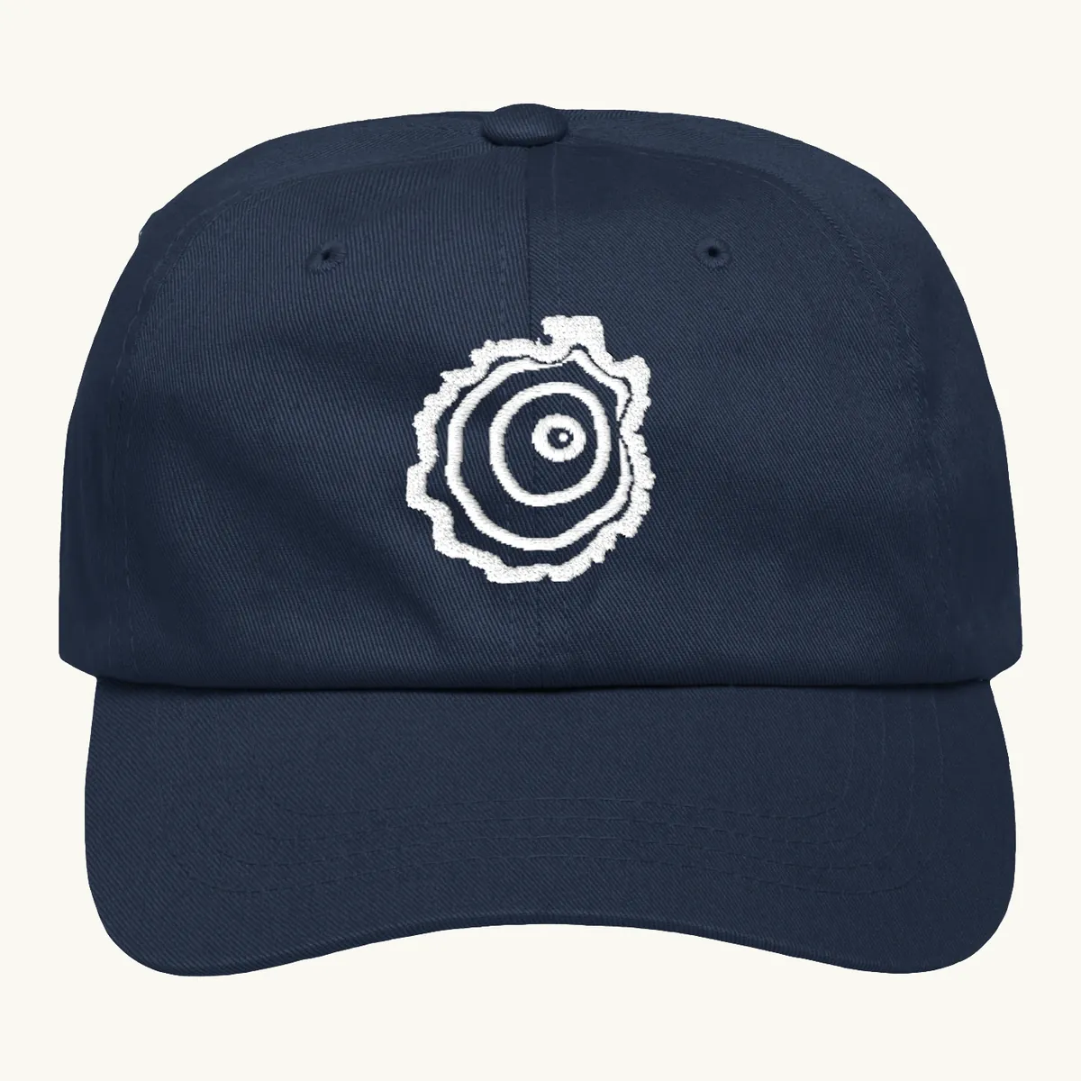 Tree Ring Dad Hat in Navy, with the Ring & Ridge tree ring.
