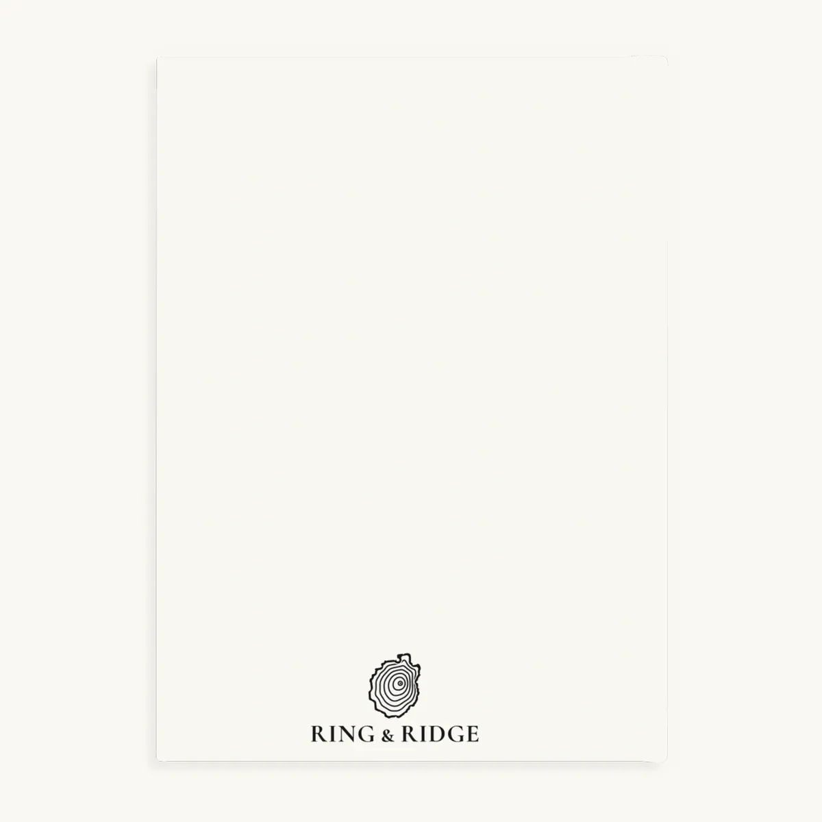 Tree Ring Field Journal in White: the Ring & Ridge tree rings in the shape of the Adirondack Park.