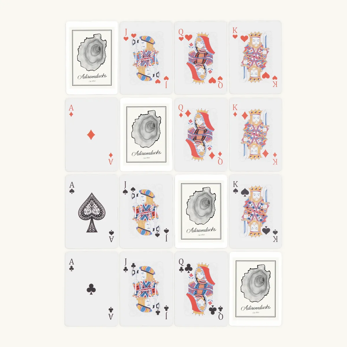 Tree Ring Playing Cards, front: the Ring & Ridge tree rings in the shape of the Adirondack Park.