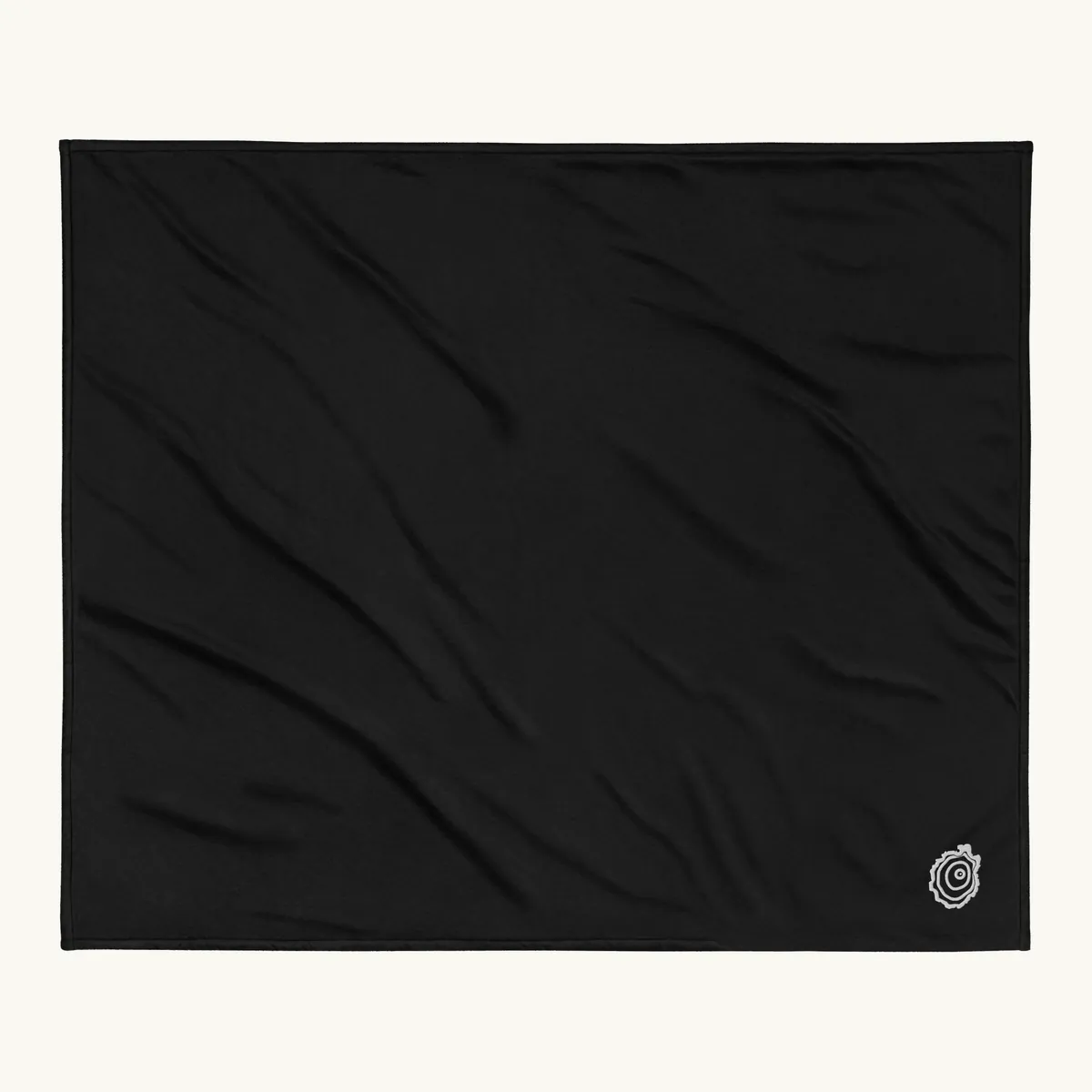 Tree Ring Sherpa Blanket in Black, with the Ring & Ridge tree ring.