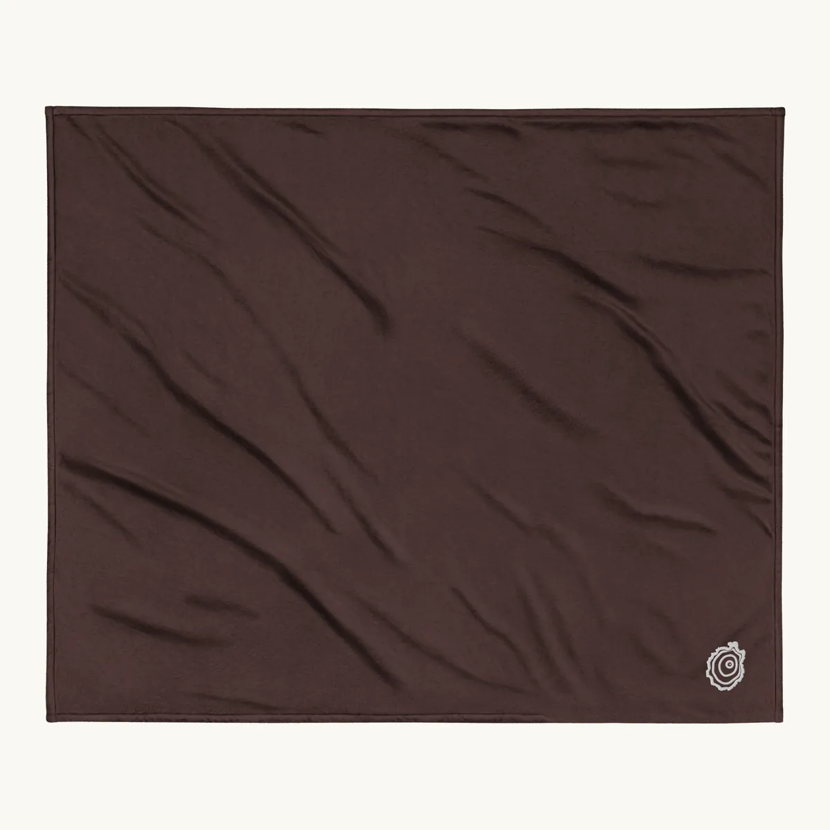 Tree Ring Sherpa Blanket in Fireside Brown, with the Ring & Ridge tree ring.